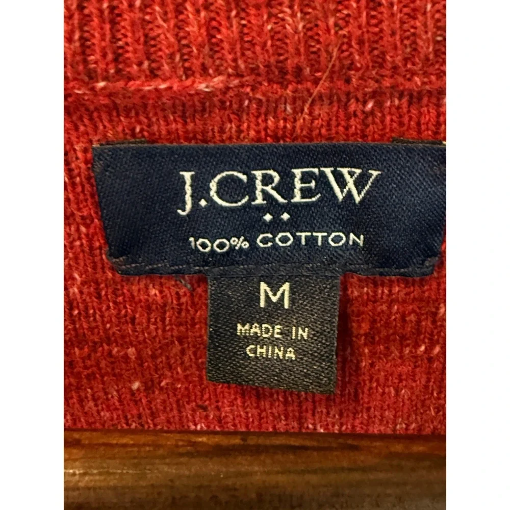 J. Crew Red 100% Cotton Textured Raglan Crew Neck Sweater ReImagined size Medium
